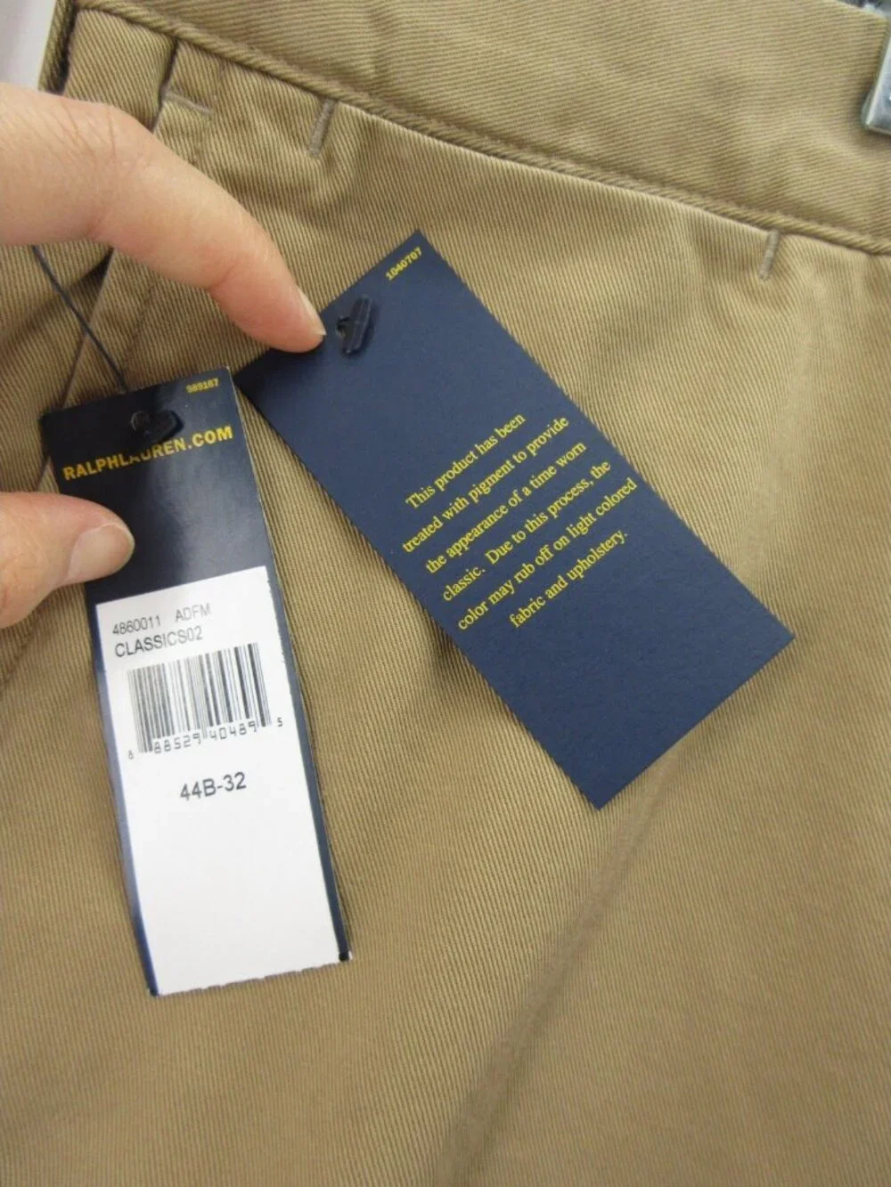 Polo Ralph Lauren Pants 44X32 Khaki Chino Classic Fit Trousers Canvas